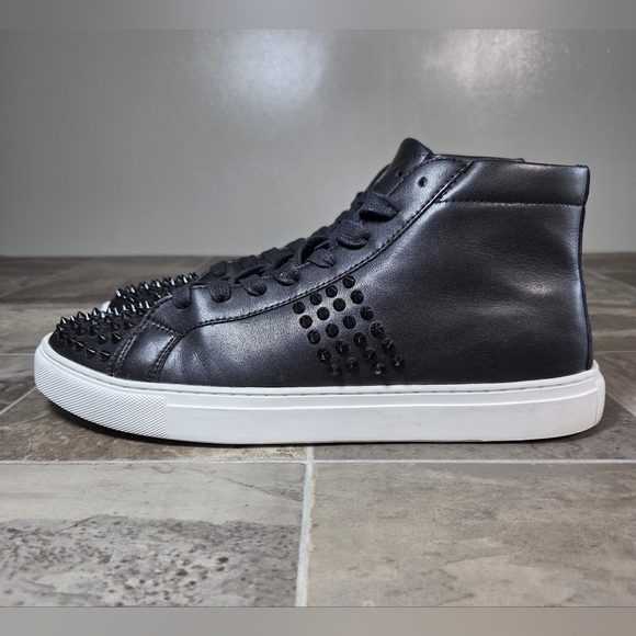 SAKS FIFTH AVENUE WENTWORTH STUDDED LEATHER HIGH TOP SNEAKERS. - Picture 3 of 8
